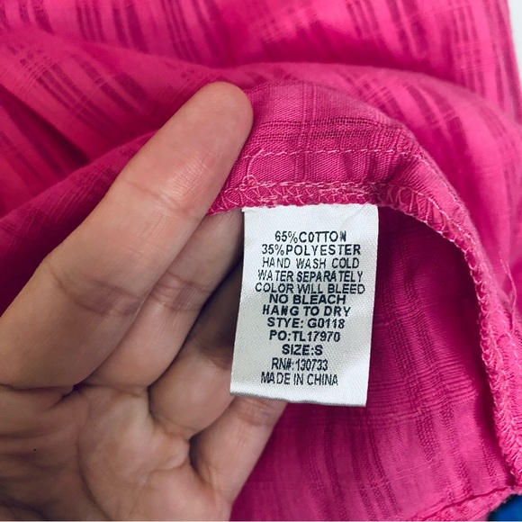 Umgee NEW Pink Lattice Plaid Flutter Sleeve Boho Flare Top Small - Picture 5 of 8